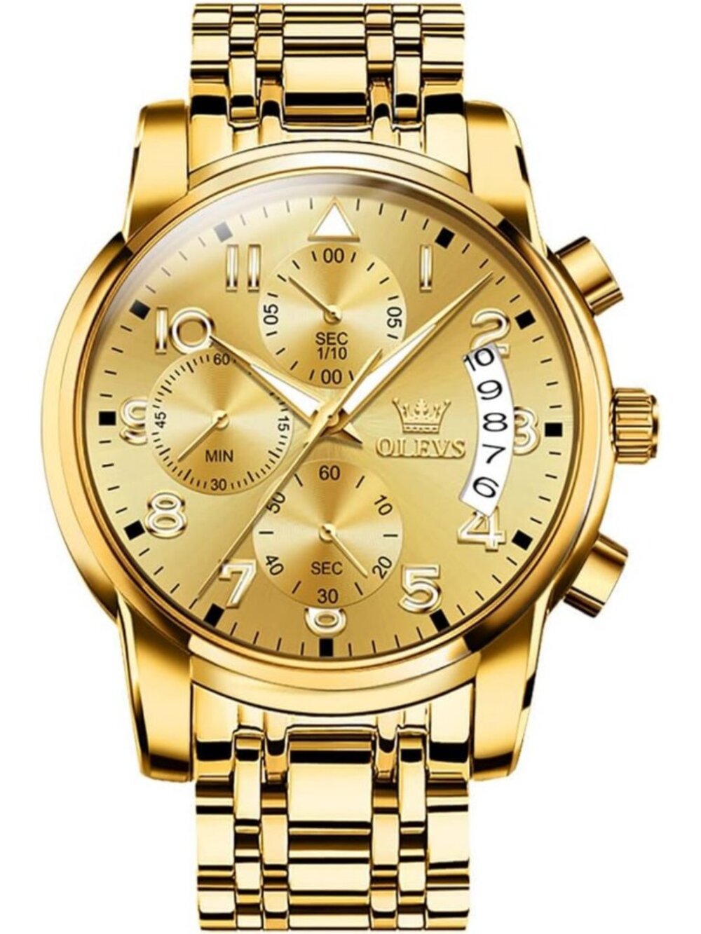 Stylish Men's Stainless Steel Chronograph Watch - Big Face, Waterproof, Easy